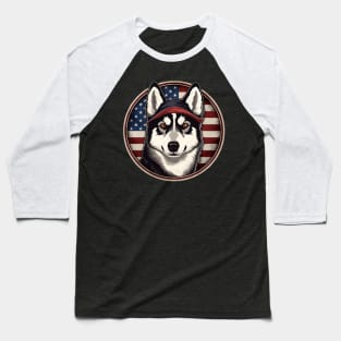 Siberian Husky 4th of July Baseball T-Shirt